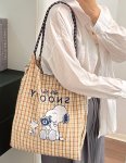 画像3: Checkered x Snoopy Eco Shopping Bag　チェック×スヌーピー刺繍トートショルダーエコショッピングバック (3)