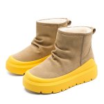 画像1: Unisex Unisex platform leather snow boots　男女兼用ユニセックスユニセックス厚底レザースノーブーツ (1)
