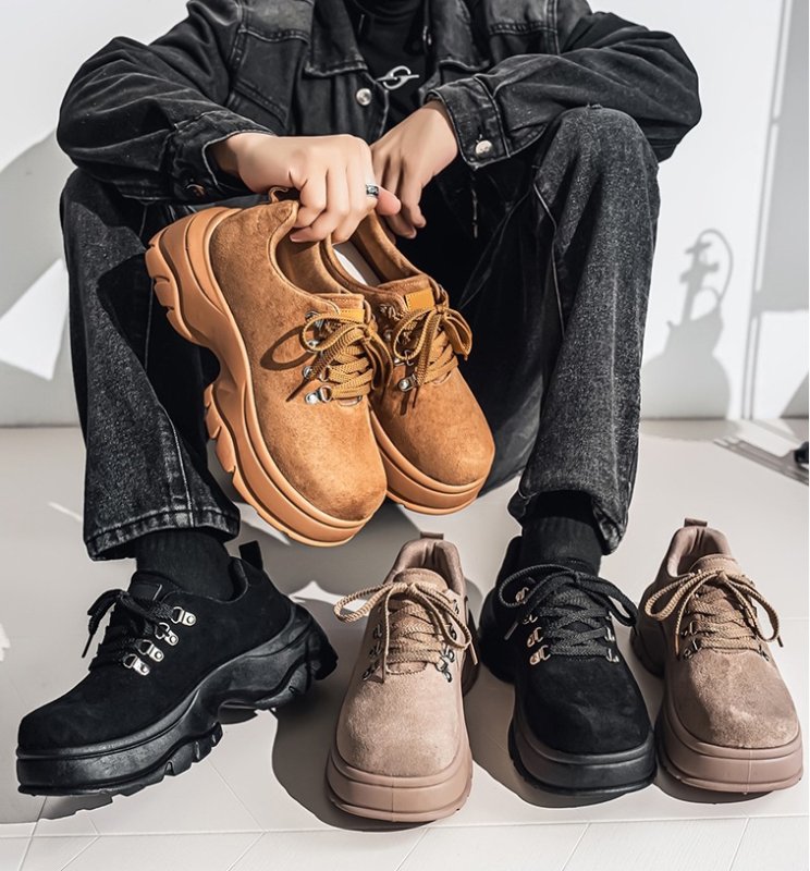 画像7: Men's British platform lace-up leather derby shoes  厚底レザーレースアップレザーダービーシューズスリッポンローファースニーカー (7)