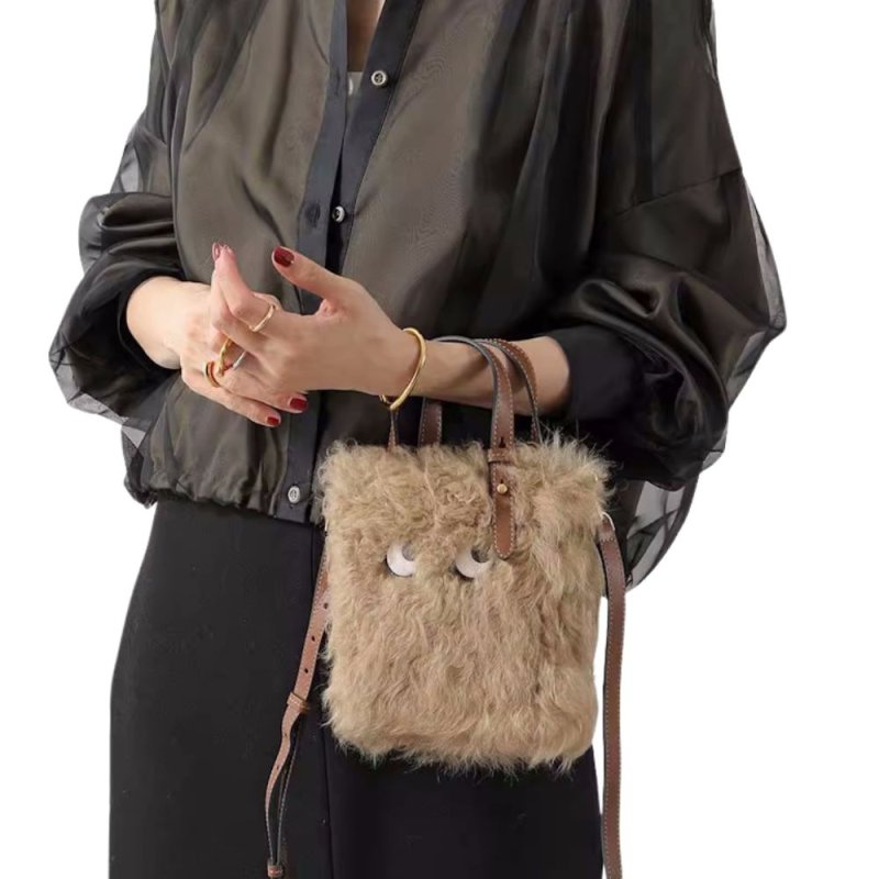 画像1: Eyeball Fluffy Fur Tote Shoulder Bag　アイボールフワフワファートートショルダーバッグ (1)
