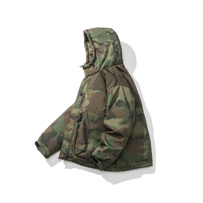 画像4: Camouflage Hooded Down Jacket Coat blouson  ユニセックス 男女兼用 カモフラージュ迷彩 フーディダウンジャケット ブルゾン (4)