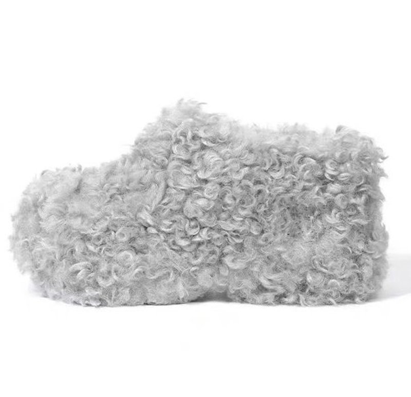 画像1: Women's Mongolian fiber fur platform pumps shoes slip-ons  モンゴリアンファイバーファー厚底パンプススリッポンシューズ (1)