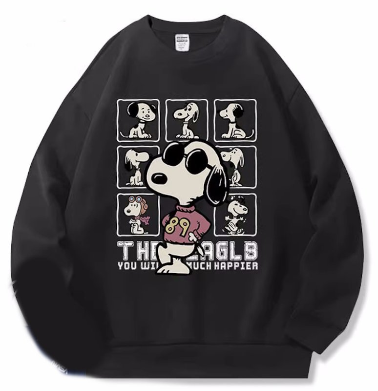 画像1: Unisex Box Snoopy print sweatshirt　 男女兼用ボックススヌーピープリントスウェット プルオーバー トレーナー (1)