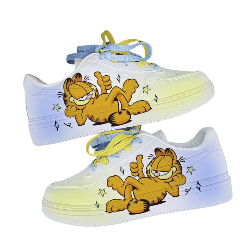 画像1: Unisex garfield print lace up leather sneakers shoes 男女兼用 ユニセックスガーフィールドプリント レースアップレザースニーカーシューズ (1)