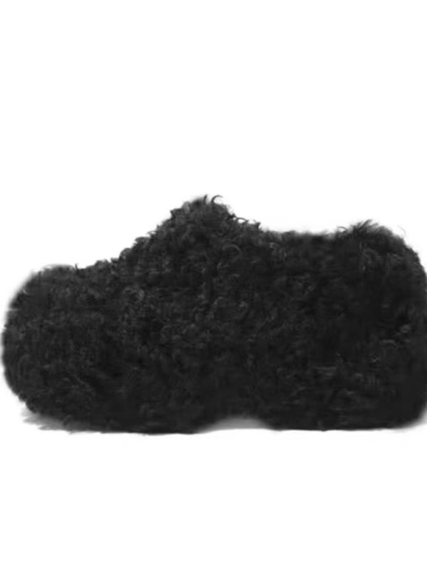 画像2: Women's Mongolian fiber fur platform pumps shoes slip-ons  モンゴリアンファイバーファー厚底パンプススリッポンシューズ (2)