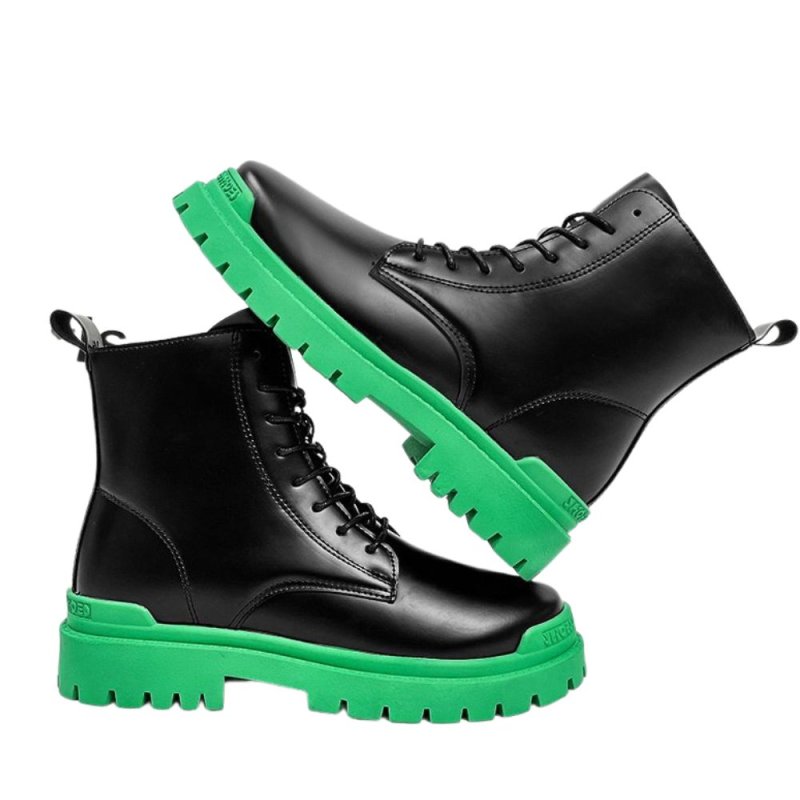 画像1: Men's  Leather Green Bottom Lace-up Martin boots メンズグリーンボトムレースアップマーティンブーツ (1)