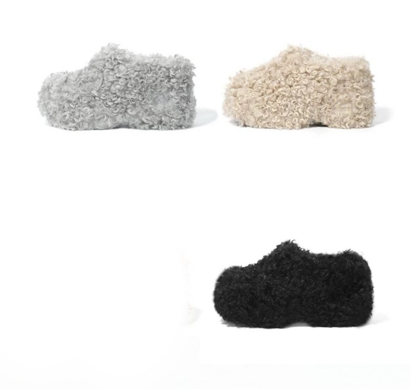 画像4: Women's Mongolian fiber fur platform pumps shoes slip-ons  モンゴリアンファイバーファー厚底パンプススリッポンシューズ (4)