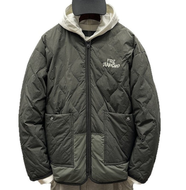 画像4: Fire Diamond Quilted Down Jacket blouson  ユニセックス 男女兼用 ファイアーダイアモンドキルティングダウンジャケット ブルゾン (4)