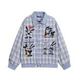 画像2: Oswald the Lucky Rabbit embroidered check jacket coat blouson ユニセックス 男女兼用 オズワルド・ザ・ラッキー・ラビット 刺繍 チェック ジャケット コートジャケット ボンバー ブルゾン (2)