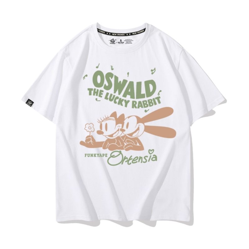 画像1: Oswald the Lucky Rabbit  Tshirts ユニセックス男女兼用 オズワルド・ザ・ラッキー・ラビット プリント 半袖 Tシャツ (1)