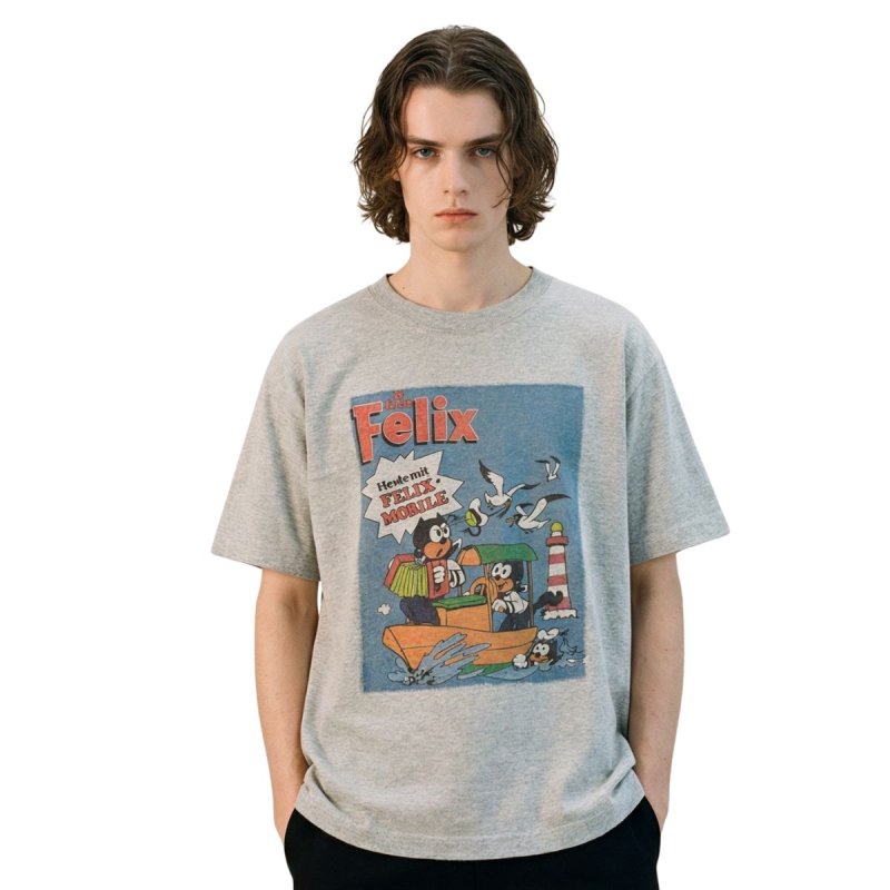 画像1: Felix the Cat Vintage Style Print Tshirt  ユニセックス 男女兼用フィリックスザキャットビンテージスタイルプリント 半袖  Tシャツ  (1)