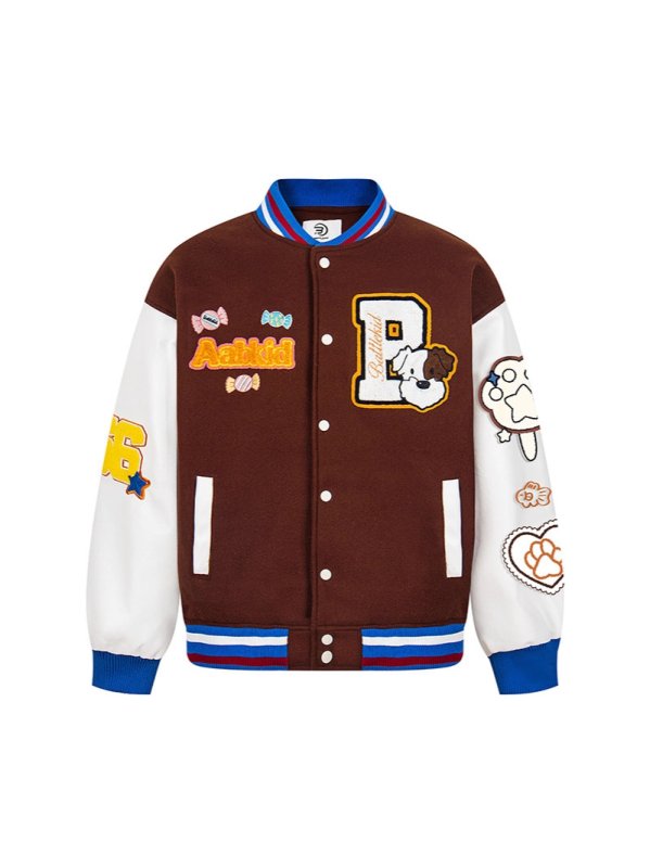 画像4: GOOD BKIDS Vintage Dog embroidery jacket embroidery baseball uniform jacket blouson ユニセックス 男女兼用 ヴィンテージ 古着風 ドッグ 刺繍 ジャケット スタジアムジャンパー スタジャン ジャケットブルゾン (4)