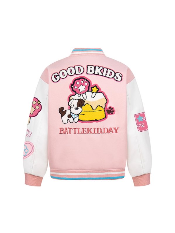 画像3: GOOD BKIDS Vintage Dog embroidery jacket embroidery baseball uniform jacket blouson ユニセックス 男女兼用 ヴィンテージ 古着風 ドッグ 刺繍 ジャケット スタジアムジャンパー スタジャン ジャケットブルゾン (3)