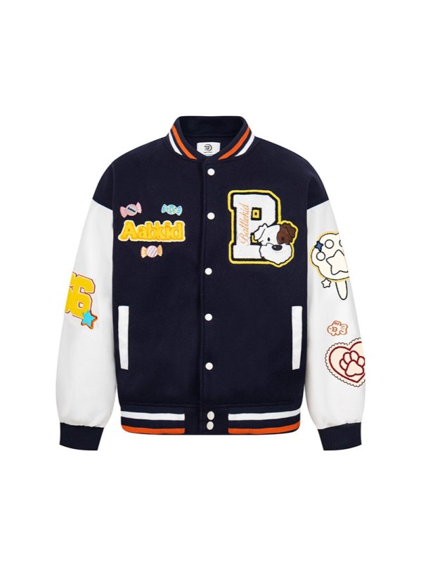 画像5: GOOD BKIDS Vintage Dog embroidery jacket embroidery baseball uniform jacket blouson ユニセックス 男女兼用 ヴィンテージ 古着風 ドッグ 刺繍 ジャケット スタジアムジャンパー スタジャン ジャケットブルゾン (5)