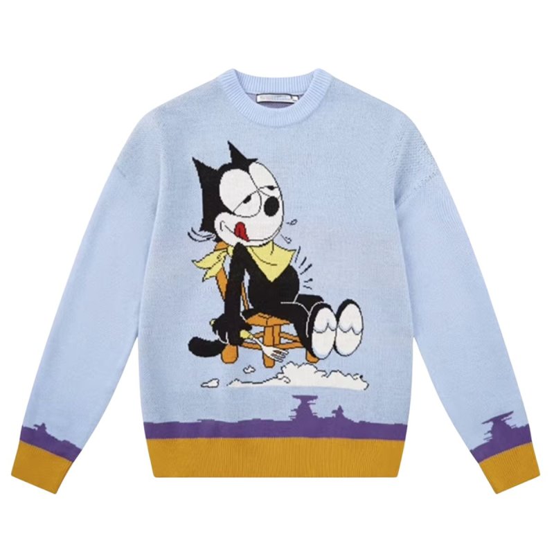 画像1: Felix the Cat Knit Crewneck Sweater ユニセックス 男女兼用フィリックス・ザ・キャットニット丸首セーター (1)