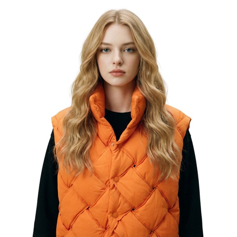 画像2: SALE セール 23 Unisex Quilted Woven down vest Jacket 男女兼用 編み込み キルティング ダウン ベスト ジャケット (2)