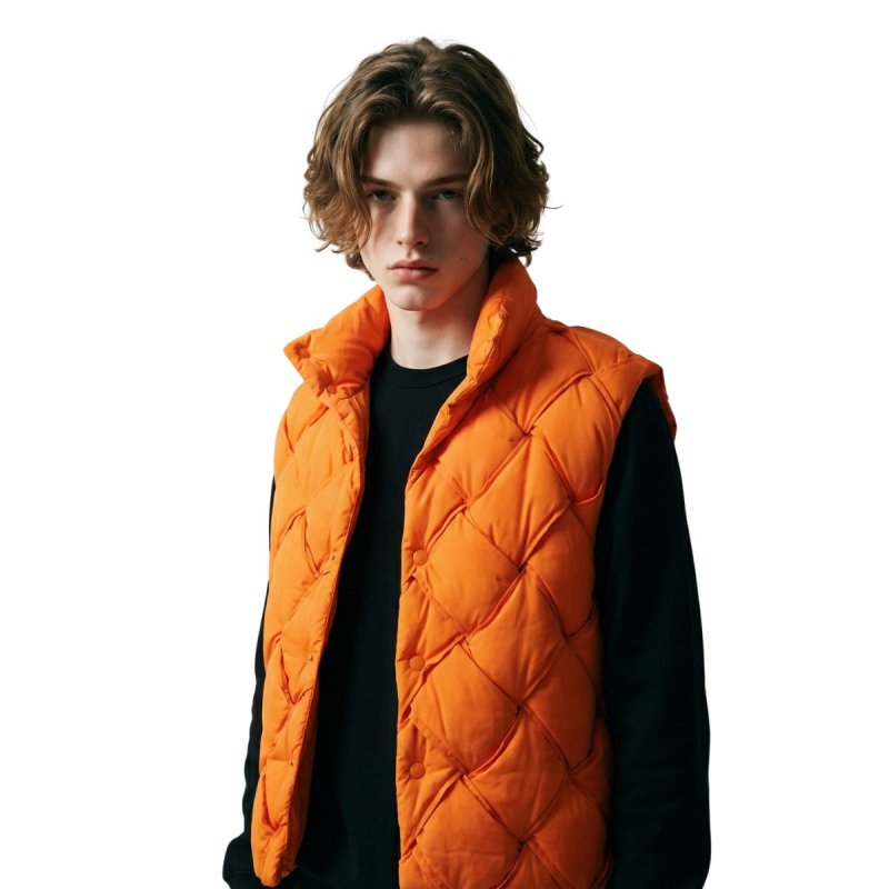 画像1: SALE セール 23 Unisex Quilted Woven down vest Jacket 男女兼用 編み込み キルティング ダウン ベスト ジャケット (1)