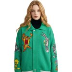 画像1: Bugs Bunny Knit Zip Up Jacket baseball uniform jacket blouson ユニセックス 男女兼用 バックスバニーニット ジップアップジャケット スタジアムジャンパー スタジャン ブルゾン (1)