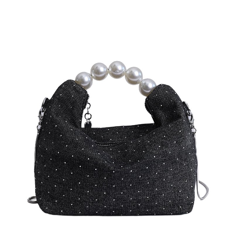 画像3: Portable Pearl Handledenim bucket bag Tote Bag  ポータブル パール 真珠 デニム バケット トート ショルダーバッグ (3)