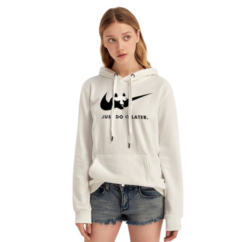 画像1: Panda hook off just do it later long Hoody sweatshirt   just do it later ロゴパンダポイント スウェットパーカー トレーナー 男女兼用 (1)