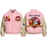 画像1: Unisex Looney tunes tweety leather stadium jacket baseball uniform blouson  ユニセックス 男女兼用 ルーニー・テューンズ トゥイーティー レザー スタジアムジャンパー スタジャン MA-1 ボンバー ジャケット ブルゾン (1)