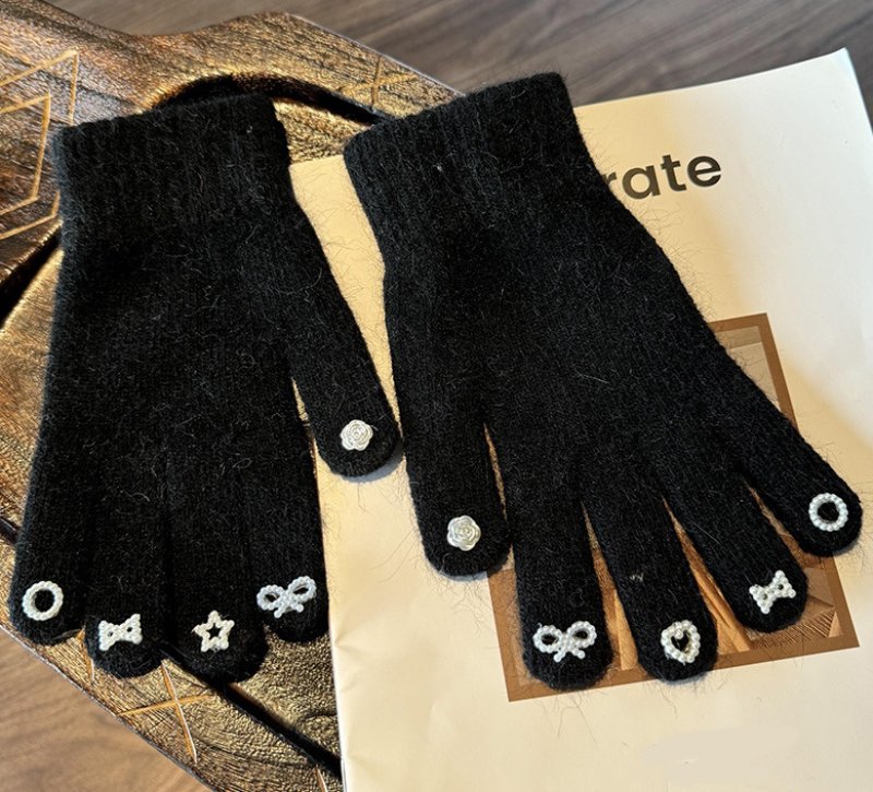 画像7: Women's Pearl & Heart Touchscreen Compatible Five-Finger Gloves　パール&ハート5本指手袋　グローブ　スマホ対応 (7)