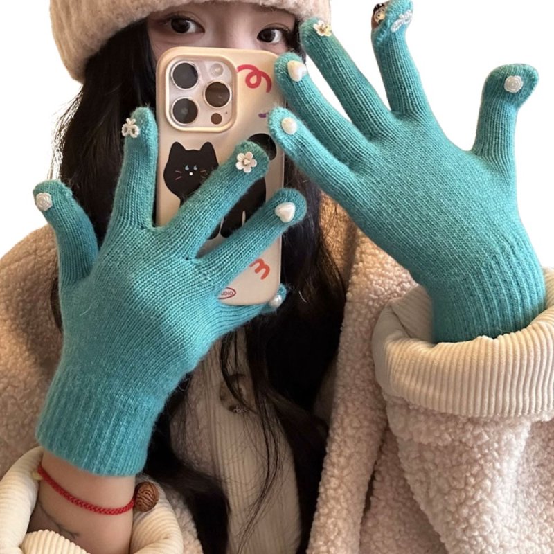 画像6: Women's Pearl & Heart Touchscreen Compatible Five-Finger Gloves　パール&ハート5本指手袋　グローブ　スマホ対応 (6)