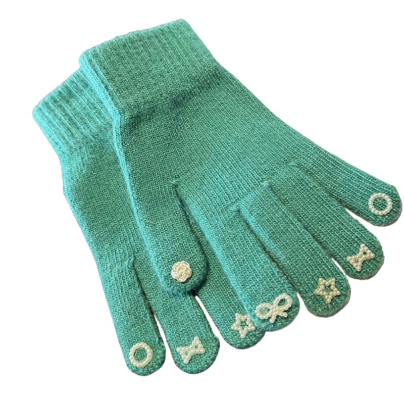 画像2: Women's Pearl & Heart Touchscreen Compatible Five-Finger Gloves　パール&ハート5本指手袋　グローブ　スマホ対応 (2)