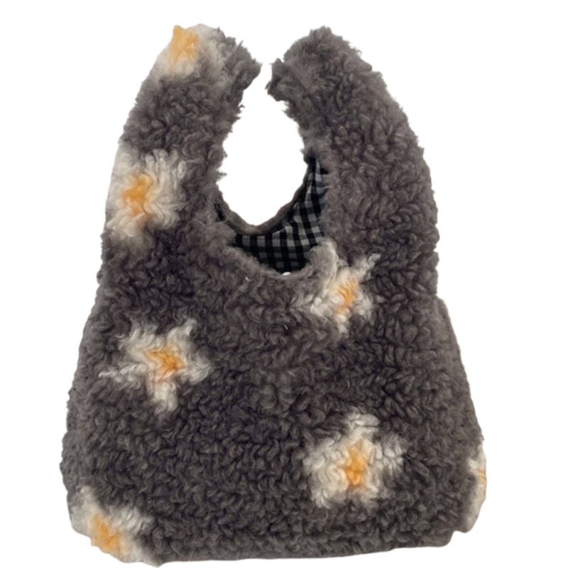 画像1: Flower motif fur tote bag　フラワーモチーフワフワファートートバッグ (1)