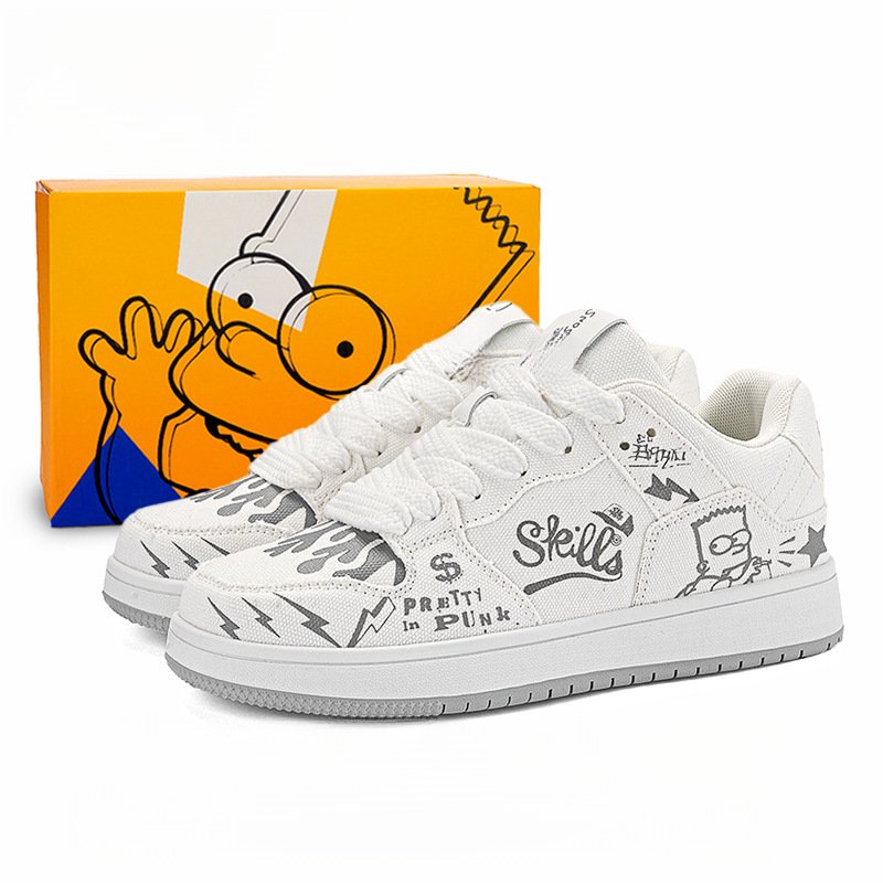画像17: SALE セール 25 Unisex simpson bart simpson leather lace up  leather sneakers shoes  ユニセックス男女兼用バートシンプソンプリントレザーレースアップ  スニーカー  (17)