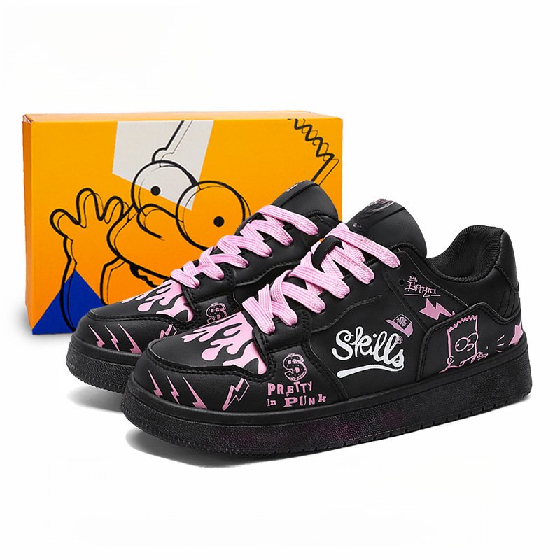 画像18: SALE セール 25 Unisex simpson bart simpson leather lace up  leather sneakers shoes  ユニセックス男女兼用バートシンプソンプリントレザーレースアップ  スニーカー  (18)