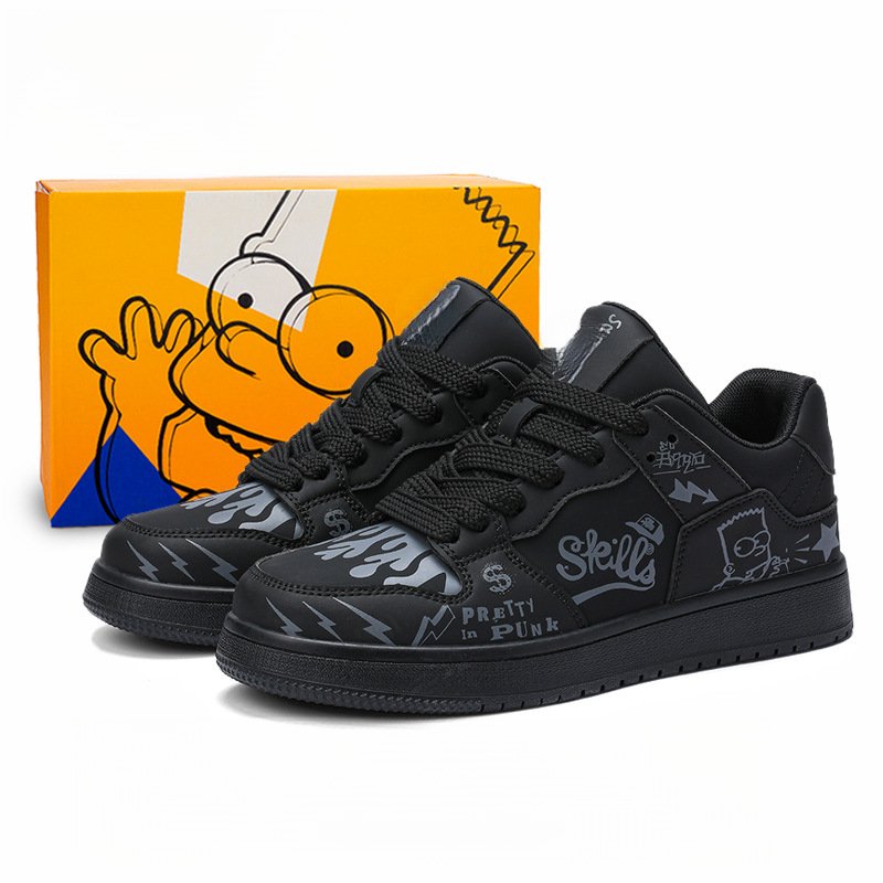 画像7: SALE セール 25 Unisex simpson bart simpson leather lace up  leather sneakers shoes  ユニセックス男女兼用バートシンプソンプリントレザーレースアップ  スニーカー  (7)