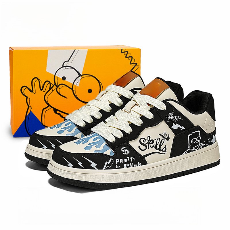 画像9: SALE セール 25 Unisex simpson bart simpson leather lace up  leather sneakers shoes  ユニセックス男女兼用バートシンプソンプリントレザーレースアップ  スニーカー  (9)