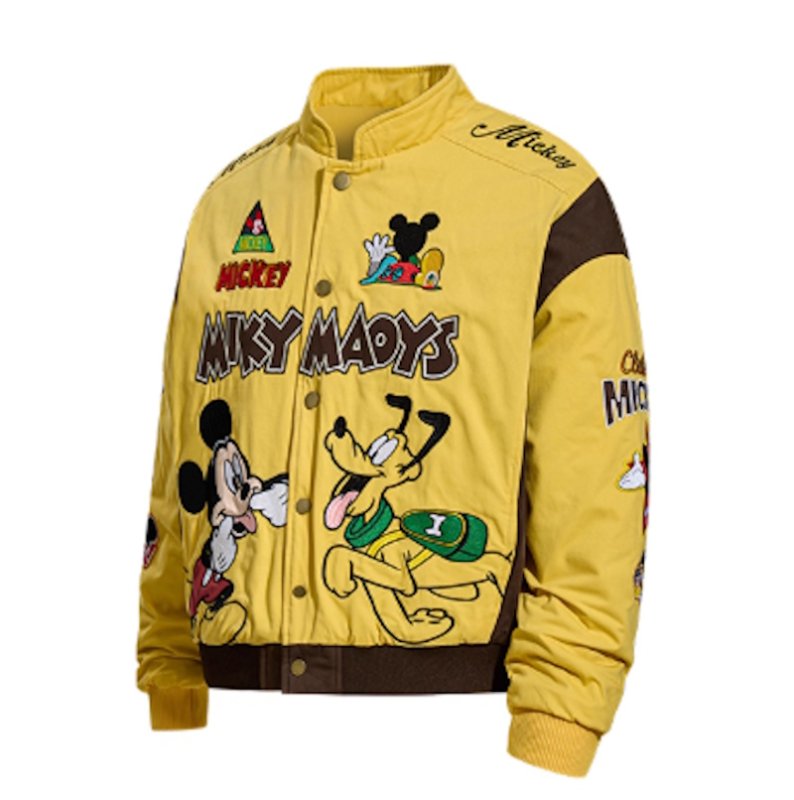 画像3: Mickey Mouse & Pluto stand-collar quilted stadium jacket baseball uniform jacket blouson ユニセックス 男女兼用ミッキーマウス＆プルートスタンドカラー 中綿キルティングジャケットスタジアムジャンパー スタジャンブルゾン (3)