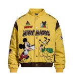 画像2: Mickey Mouse & Pluto stand-collar quilted stadium jacket baseball uniform jacket blouson ユニセックス 男女兼用ミッキーマウス＆プルートスタンドカラー 中綿キルティングジャケットスタジアムジャンパー スタジャンブルゾン (2)