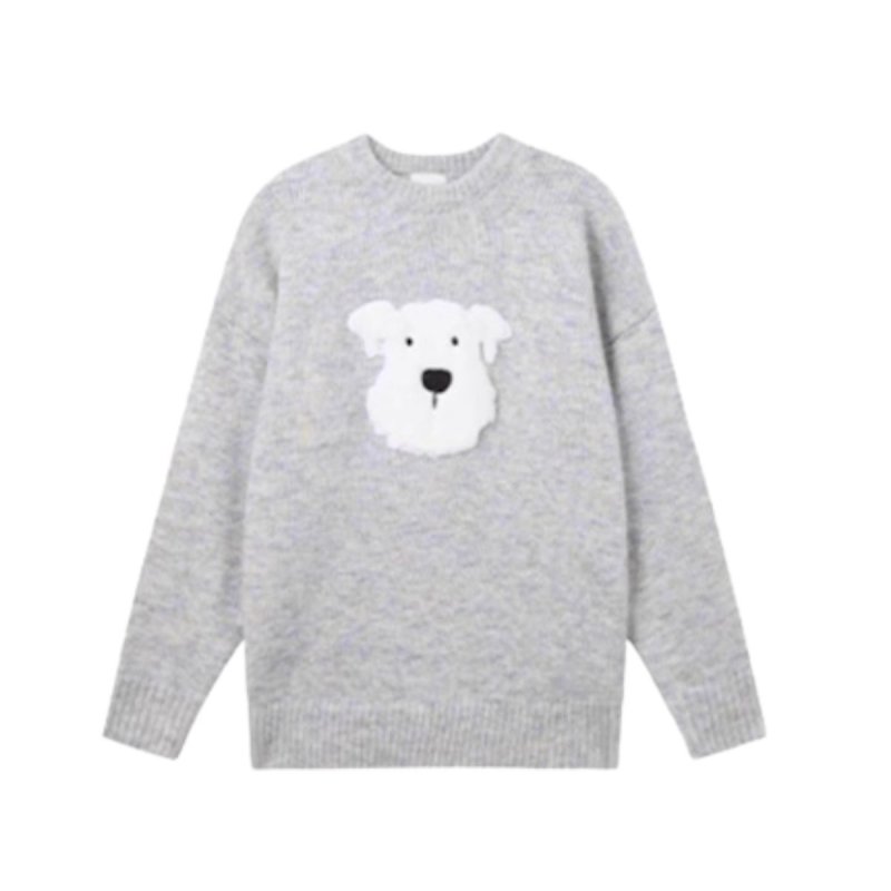 画像2: SALE セール Unisex Fluffy puppy dog round neck sweater knit  男女兼用 モコモコパピー ドッグ 犬 ラウンドネックセーターニット (2)