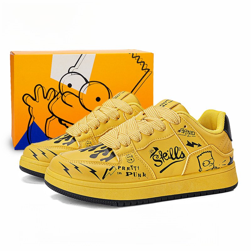 画像12: SALE セール 25 Unisex simpson bart simpson leather lace up  leather sneakers shoes  ユニセックス男女兼用バートシンプソンプリントレザーレースアップ  スニーカー  (12)