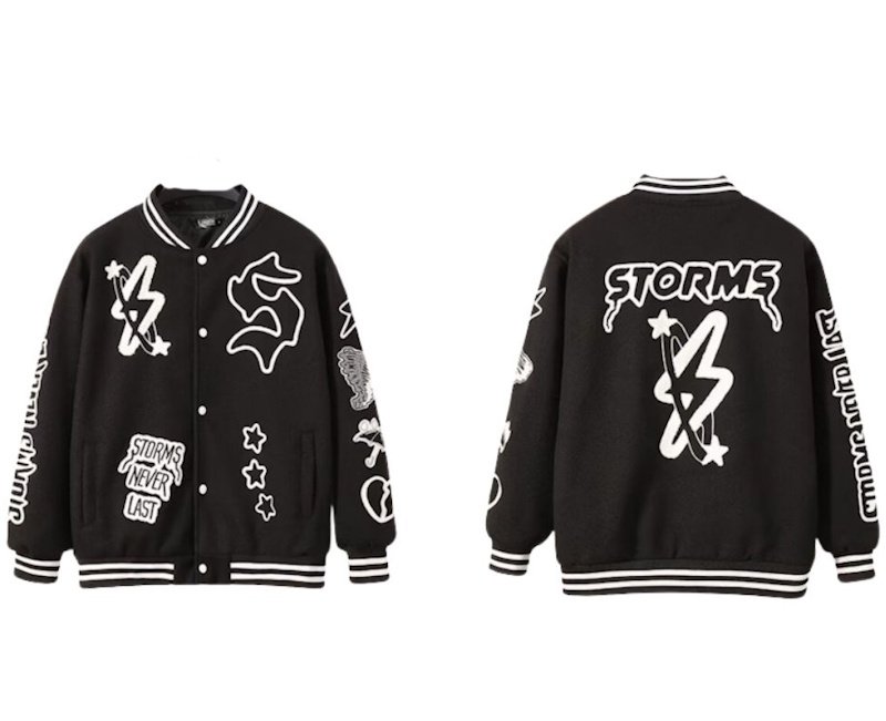 画像1: Storm Never Last Stadium  jacket baseball uniform jacket blouson ユニセックス 男女兼用Storm Never Lastロゴ スタジアムジャンパー スタジャン ジャケットブルゾン (1)