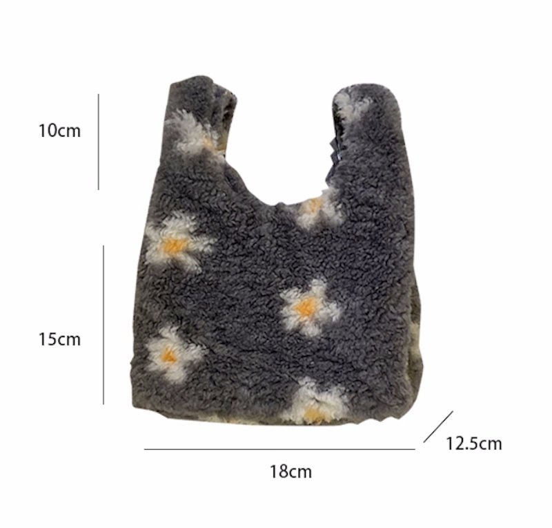 画像2: Flower motif fur tote bag　フラワーモチーフワフワファートートバッグ (2)