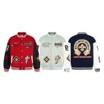 画像1: Cross and lily embroidery stadium jacket baseball uniform jacket blouson ユニセックス 男女兼用クロス&リリーゆり刺繍 ジャケット スタジアムジャンパー スタジャン ジャケットブルゾン (1)