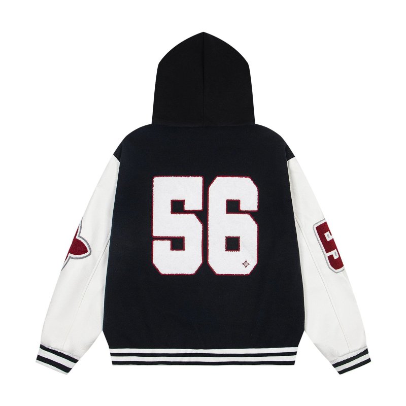 画像7: Hoodie colorblock stadium jacket baseball uniform jacket blouson ユニセックス 男女兼用フーディカラーブロック 家紋刺繍 ジャケット スタジアムジャンパー スタジャン ジャケットブルゾン (7)