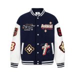 画像6: Cross and lily embroidery stadium jacket baseball uniform jacket blouson ユニセックス 男女兼用クロス&リリーゆり刺繍 ジャケット スタジアムジャンパー スタジャン ジャケットブルゾン (6)