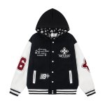 画像2: Hoodie colorblock stadium jacket baseball uniform jacket blouson ユニセックス 男女兼用フーディカラーブロック 家紋刺繍 ジャケット スタジアムジャンパー スタジャン ジャケットブルゾン (2)