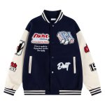 画像4: DKHT & logo embroidery stadium jacket baseball uniform jacket blouson ユニセックス 男女兼用DKHT&ロゴ刺繍 ジャケット スタジアムジャンパー スタジャン ジャケットブルゾン (4)