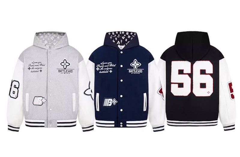 Hoodie colorblock stadium jacket baseball uniform jacket blouson