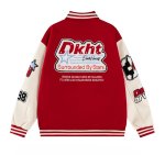 画像5: DKHT & logo embroidery stadium jacket baseball uniform jacket blouson ユニセックス 男女兼用DKHT&ロゴ刺繍 ジャケット スタジアムジャンパー スタジャン ジャケットブルゾン (5)