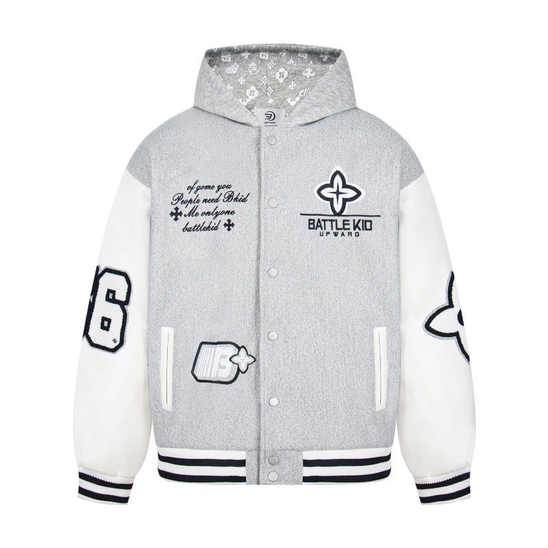 画像9: Hoodie colorblock stadium jacket baseball uniform jacket blouson ユニセックス 男女兼用フーディカラーブロック 家紋刺繍 ジャケット スタジアムジャンパー スタジャン ジャケットブルゾン (9)