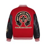 画像5: Cross and lily embroidery stadium jacket baseball uniform jacket blouson ユニセックス 男女兼用クロス&リリーゆり刺繍 ジャケット スタジアムジャンパー スタジャン ジャケットブルゾン (5)