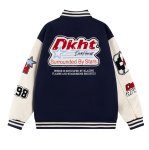 画像7: DKHT & logo embroidery stadium jacket baseball uniform jacket blouson ユニセックス 男女兼用DKHT&ロゴ刺繍 ジャケット スタジアムジャンパー スタジャン ジャケットブルゾン (7)