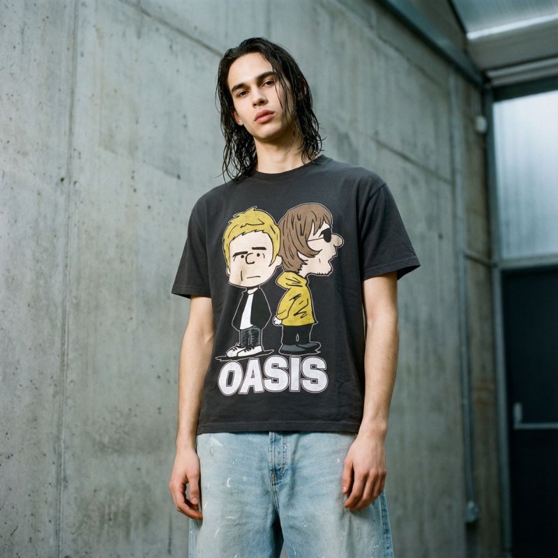 画像2: SALE セール Unisex Snoopy x Oasis Short Sleeve T-Shirt short-sleeved T-shirt ユニセックス 男女兼用 スヌーピー×オアシス半袖ヴィンテージスタイルTシャツ  (2)